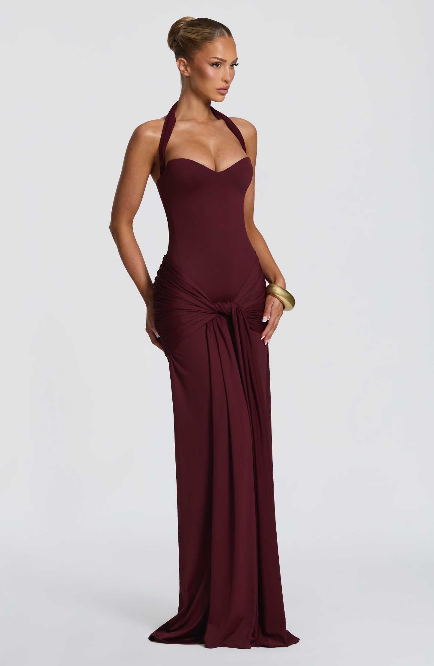 Amara Lace Up Maxi Dress - Red