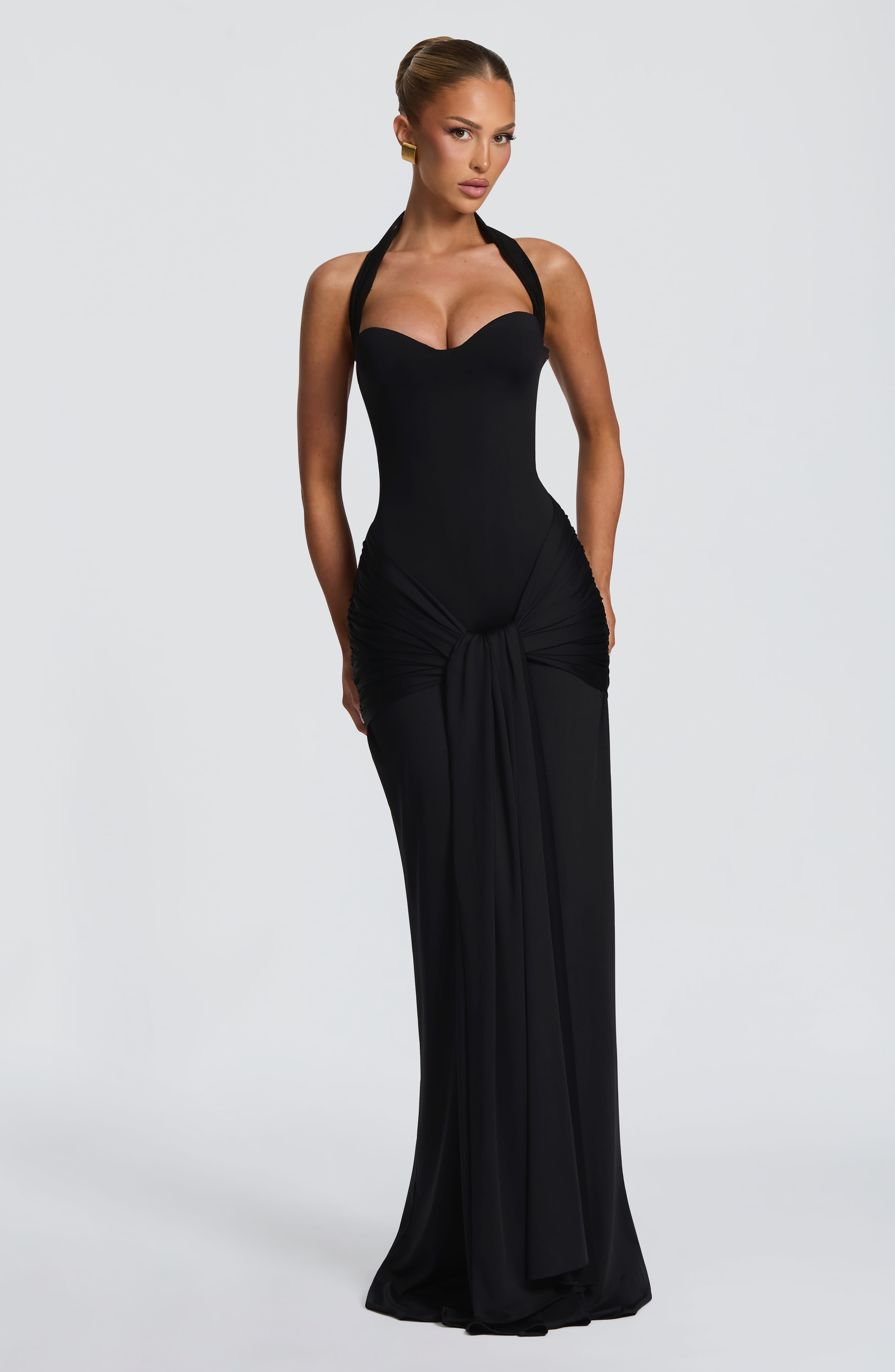 Amara Lace Up Maxi Dress - Black