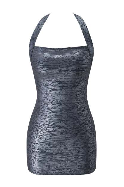 Amaris Metallic Bandage Mini Dress - Charcoal