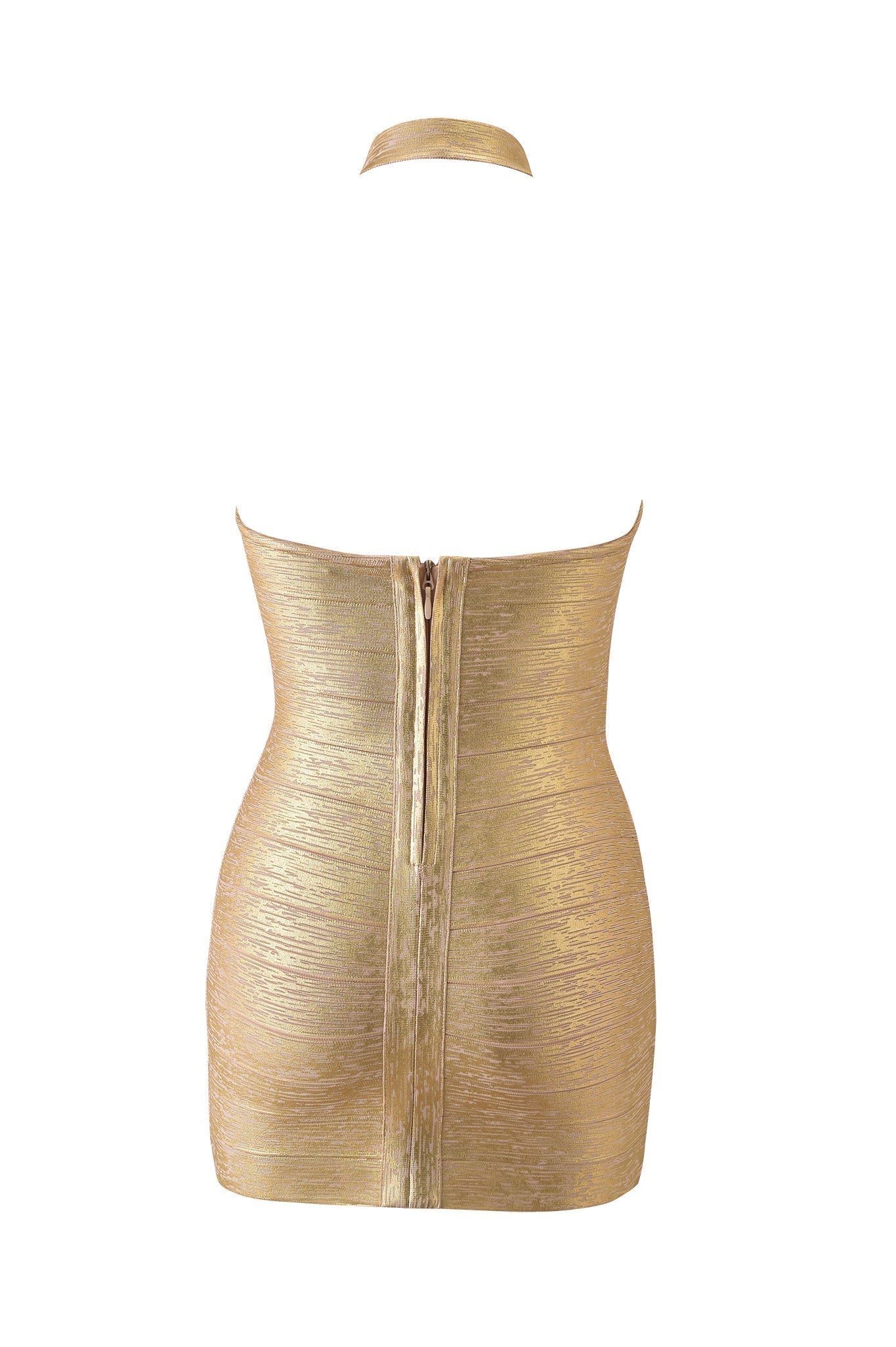 Amaris Metallic Bandage Mini Dress - Gold