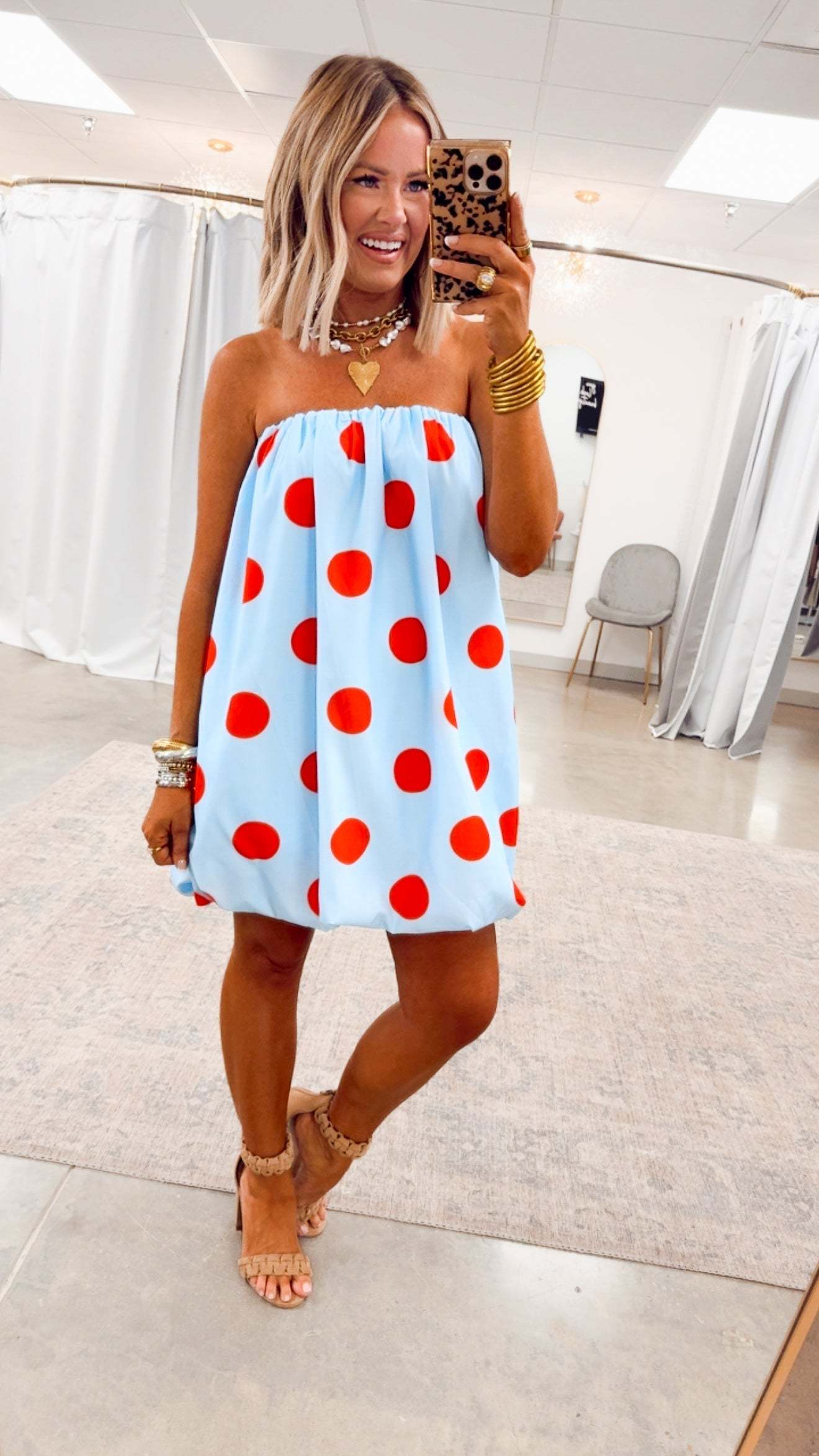 Amelina Bubble Mini Dress - Sky Blue