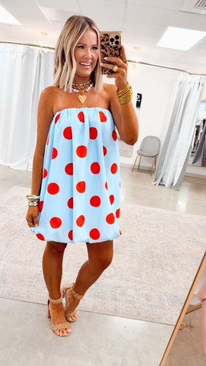 Amelina Bubble Mini Dress - Sky Blue