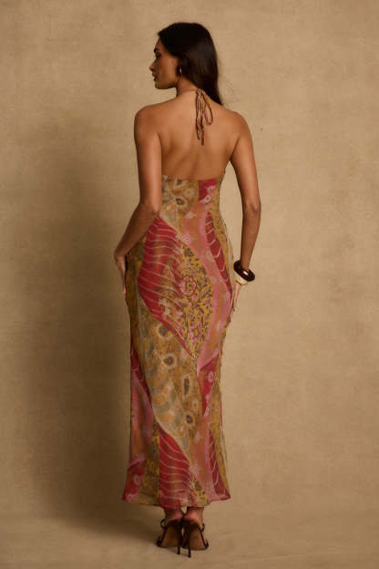 Aminta Halter Maxi Dress - Sunset