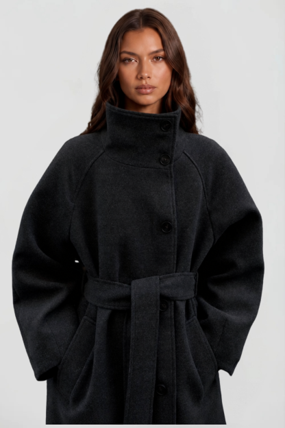 Audrey Belted Tailored Longline Wool Coat