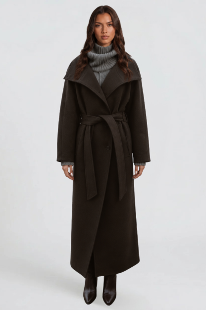 Audrey Belted Tailored Longline Wool Coat