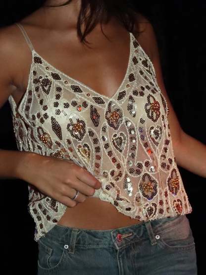 Aura Sequin Top - Ivory Embellished