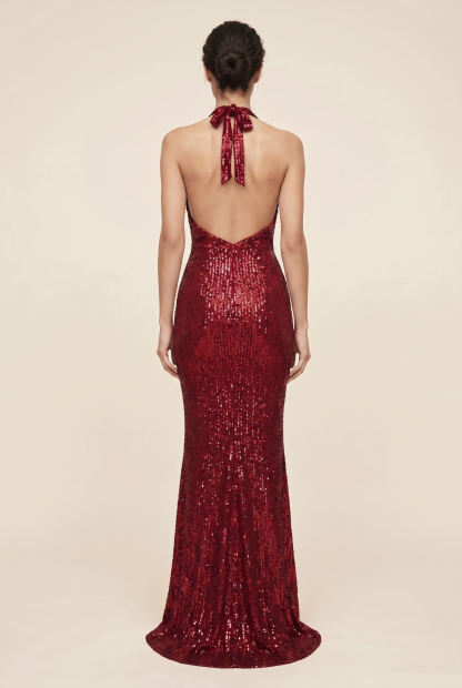 Aurolia Sequin Maxi Dress - Deep Red