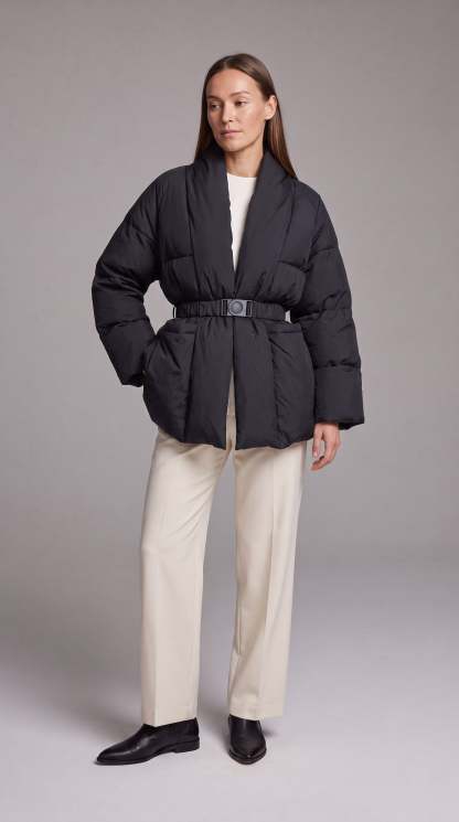 Avonlea Belted Quilted Puffer Coat - Black
