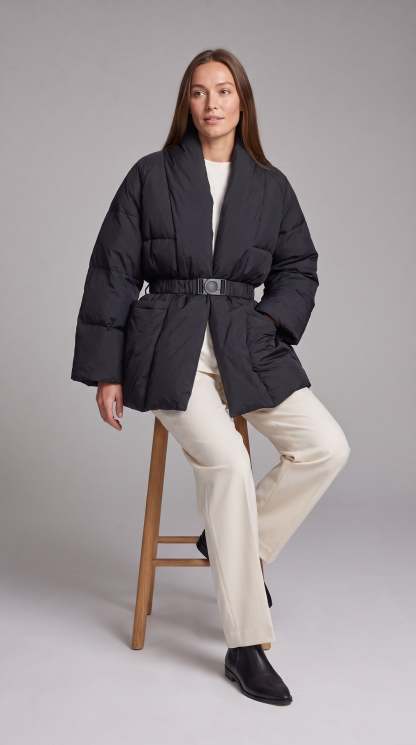 Avonlea Belted Quilted Puffer Coat - Black