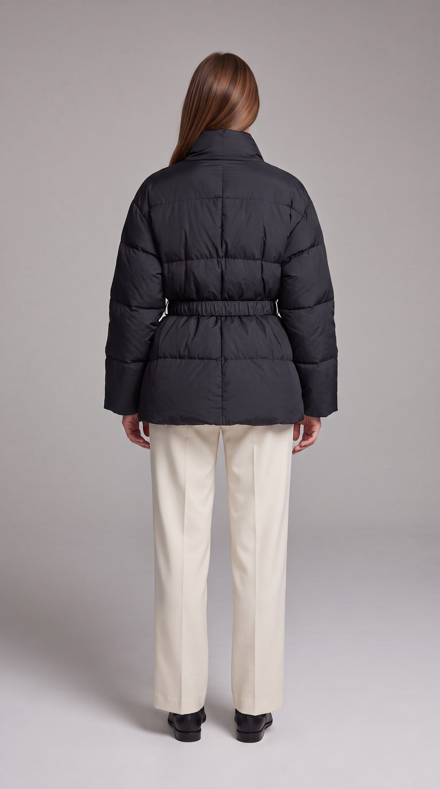 Avonlea Belted Quilted Puffer Coat - Black