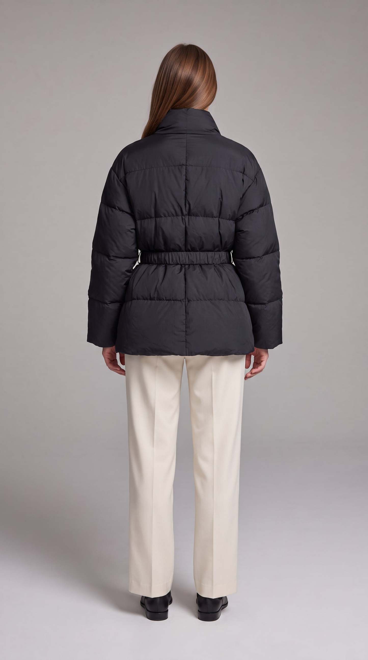 Avonlea Belted Quilted Puffer Coat - Black