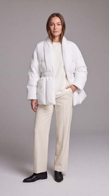 Avonlea Belted Quilted Puffer Coat - White