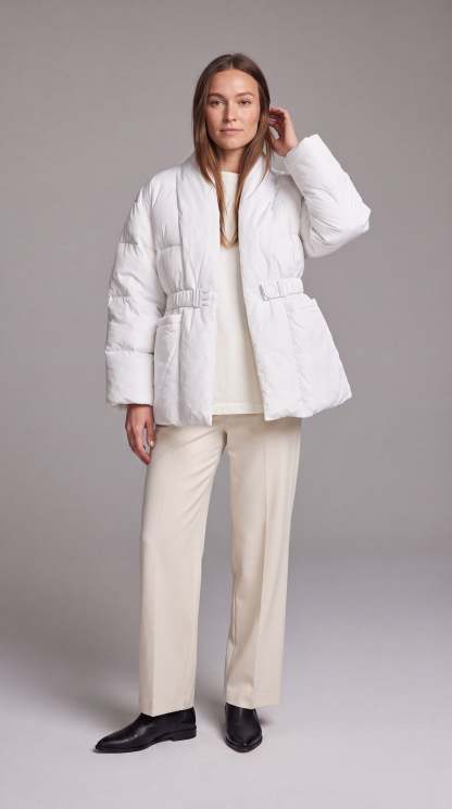 Avonlea Belted Quilted Puffer Coat - White