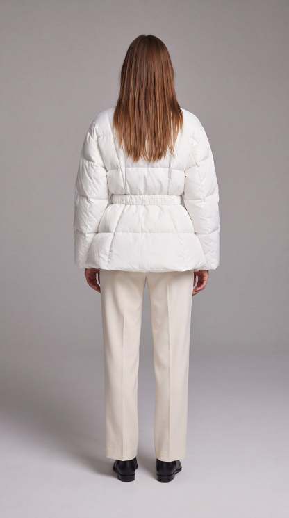 Avonlea Belted Quilted Puffer Coat - White