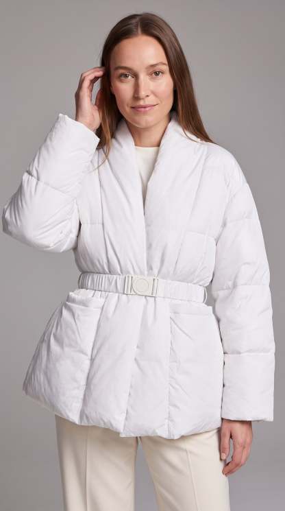 Avonlea Belted Quilted Puffer Coat - White