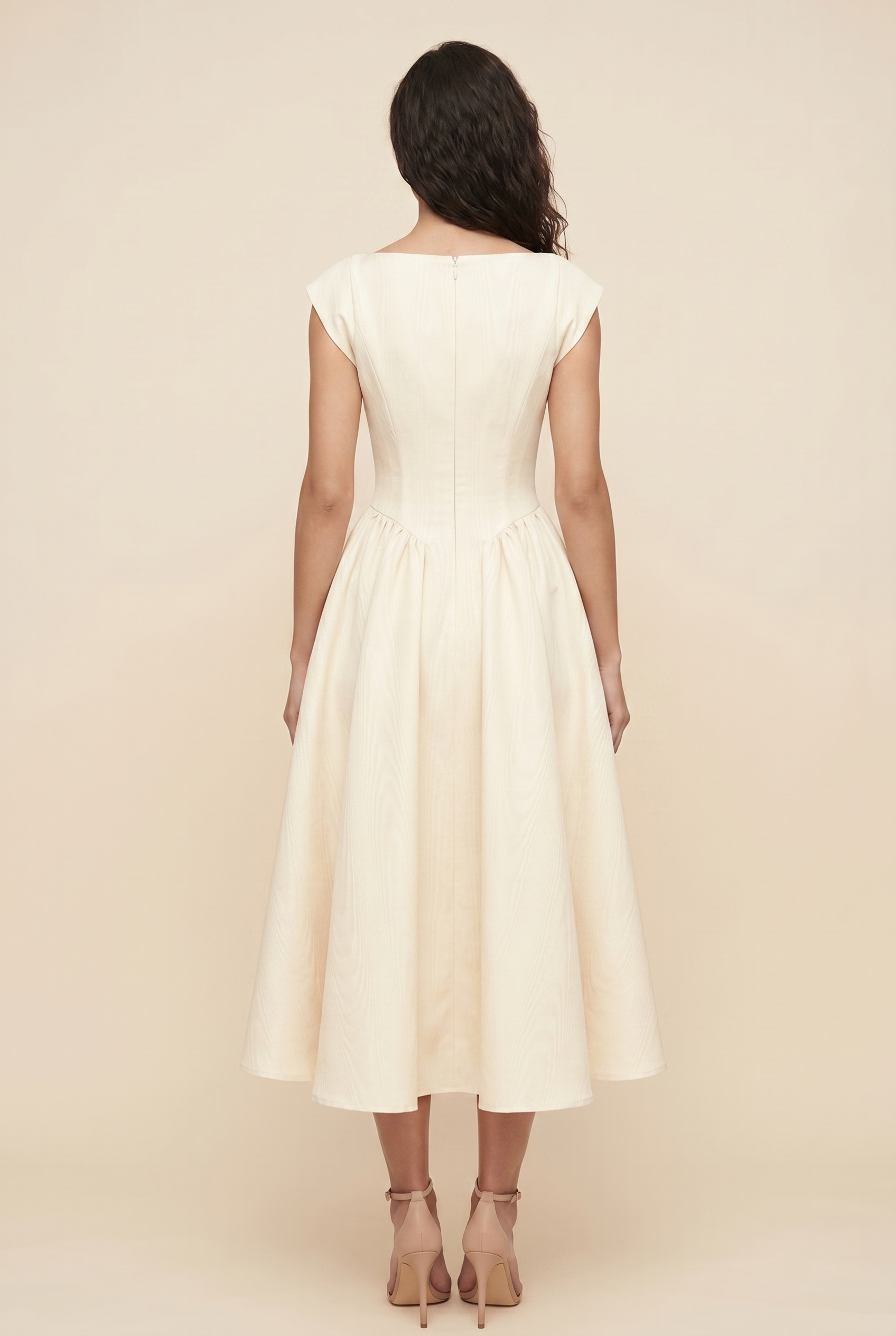 Bernadette Cap Sleeve Midi Dress - Ivory