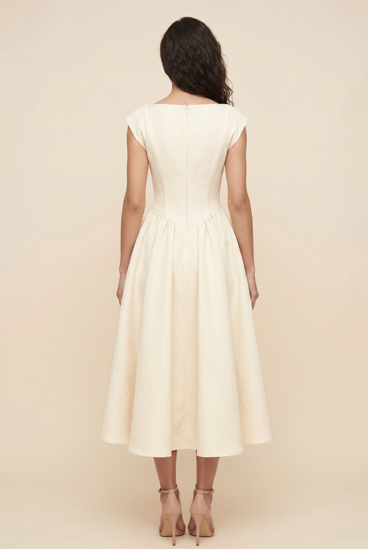Bernadette Cap Sleeve Midi Dress - Ivory
