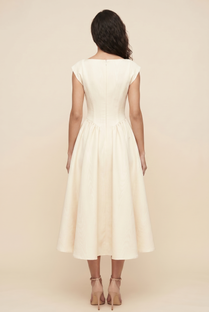 Bernadette Cap Sleeve Midi Dress - Ivory