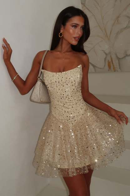 Blaise Sequin Mini Dress - Champagne