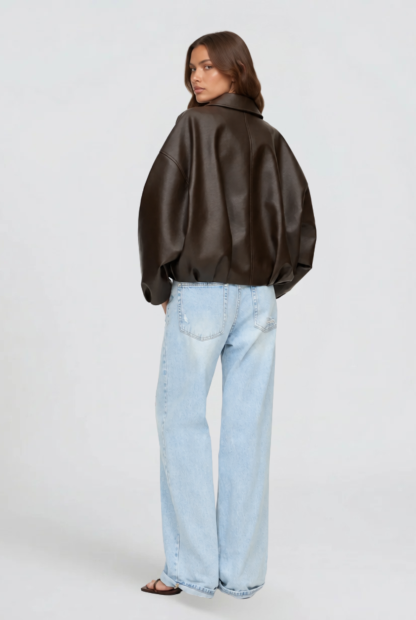 Brooke Oversized Belt Leather Jacket