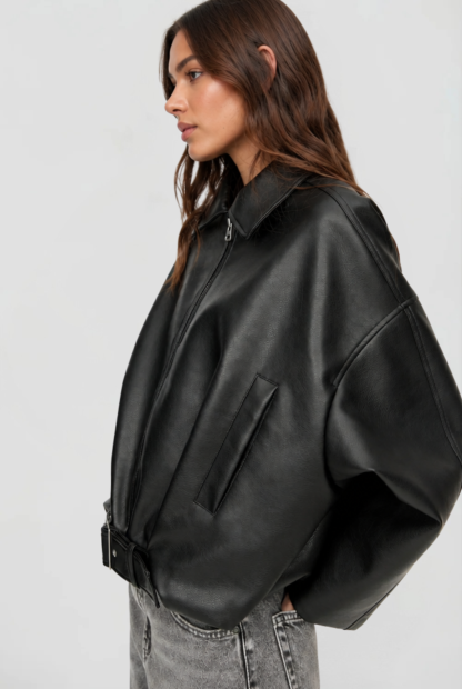 Brooke Oversized Belt Leather Jacket