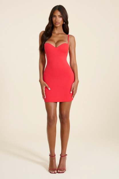 Calliope Sculpted Mini Dress - Red