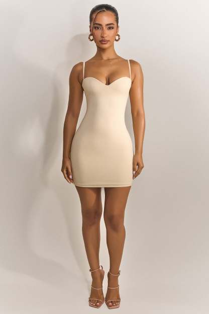 Calliope Sculpted Mini Dress - Stone