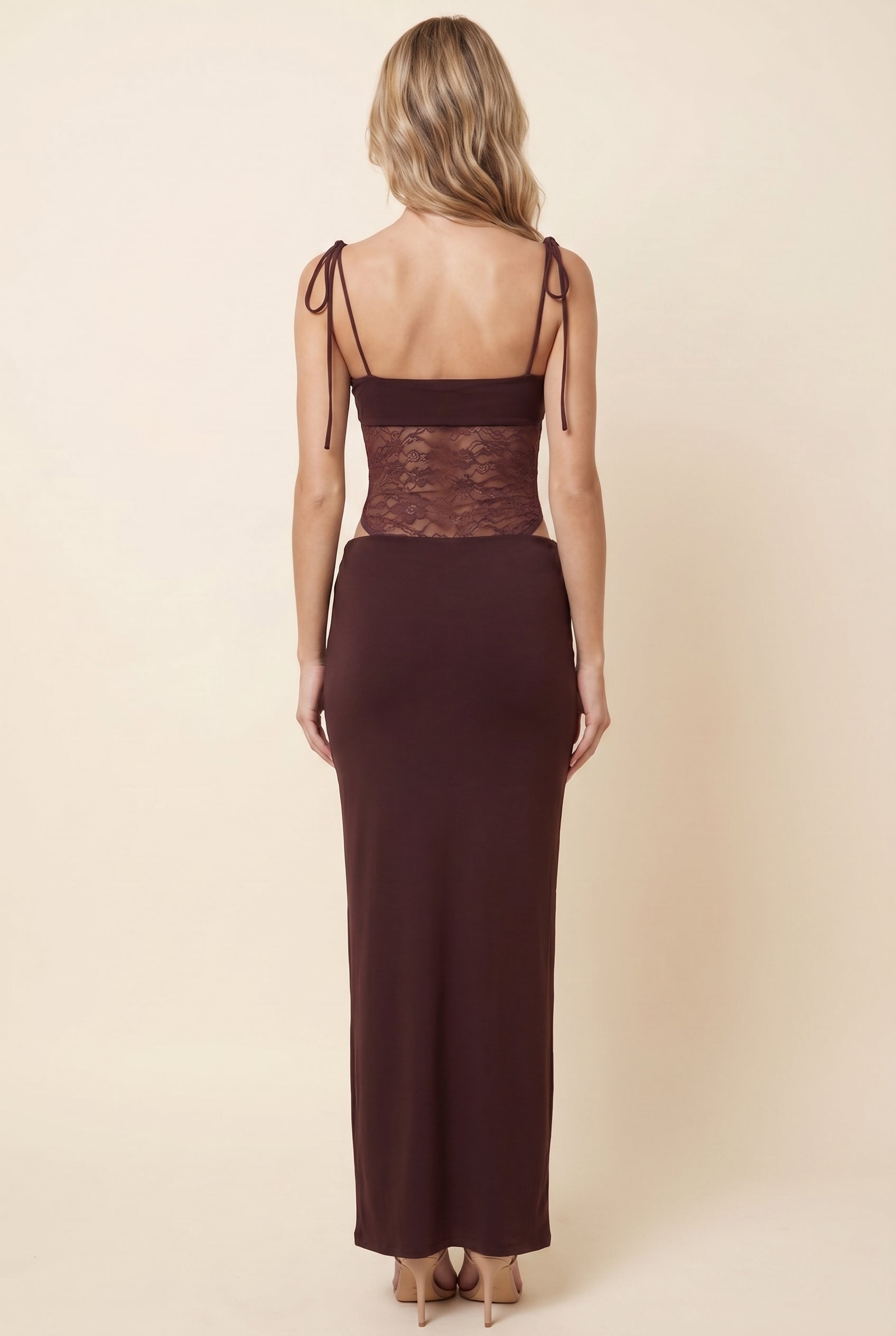 Cecile Lace Maxi Dress - Chocolate Brown