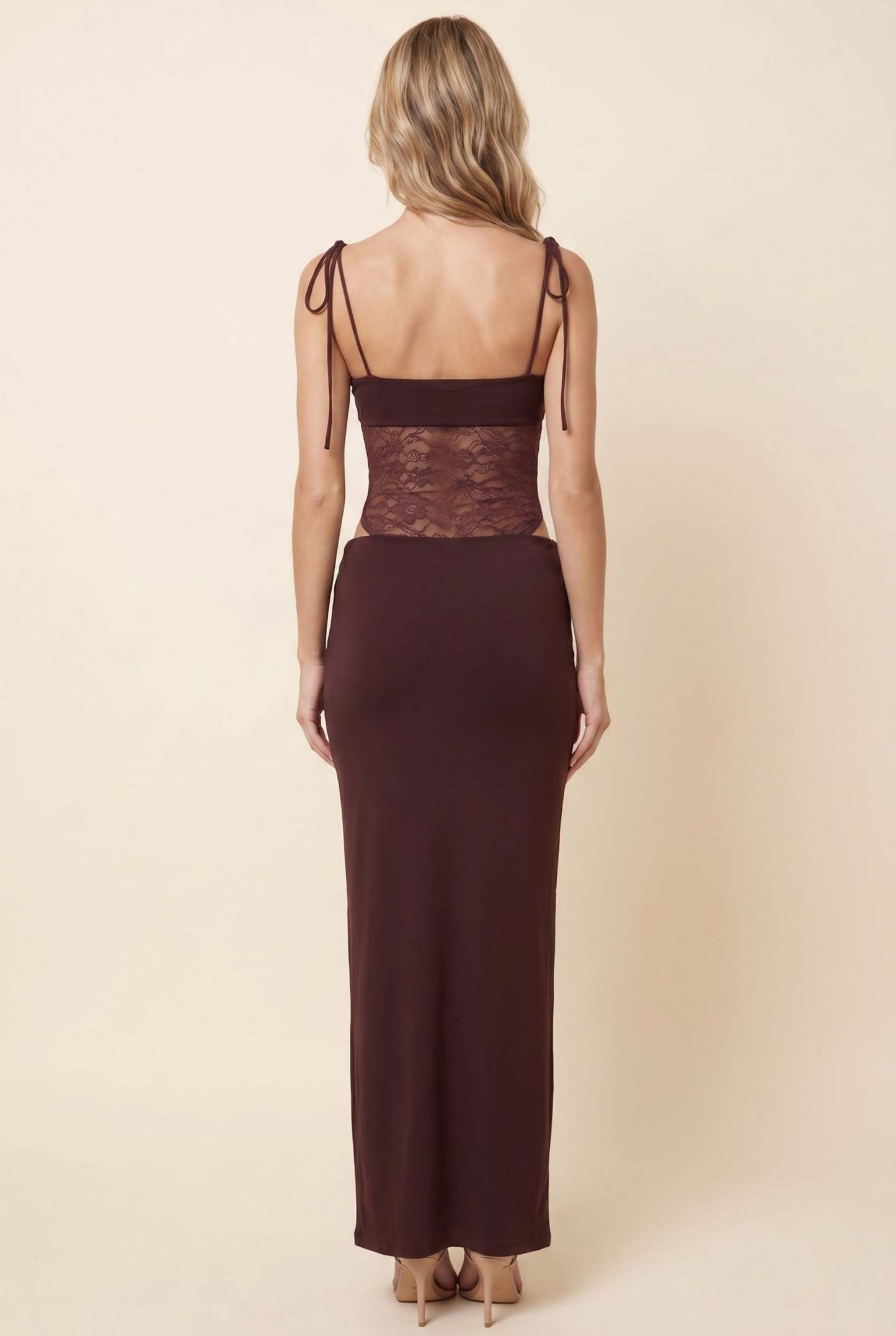 Cecile Lace Maxi Dress - Chocolate Brown
