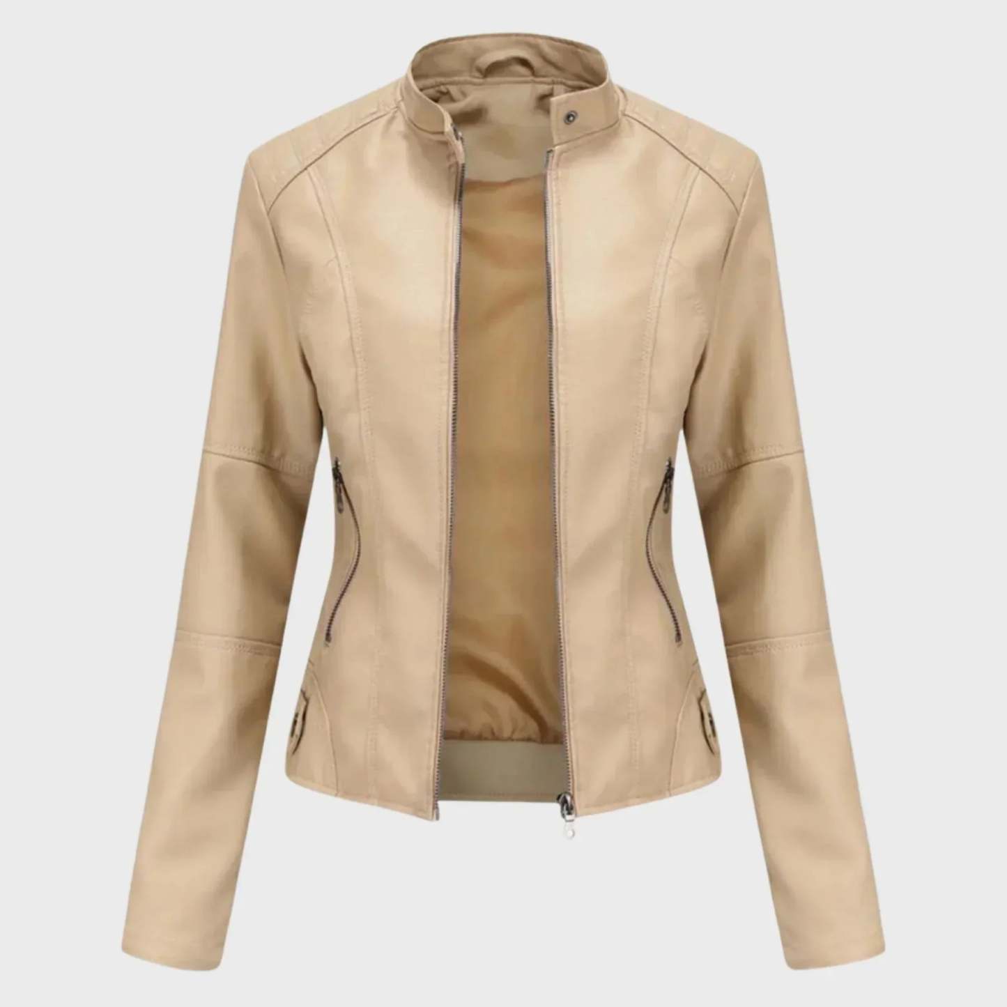 Charis Zip Front Jacket - Beige
