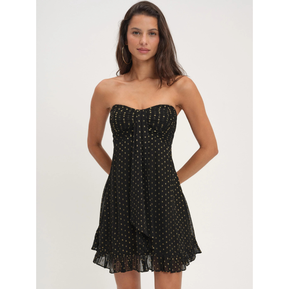 Chiara Bow Mini Dress - Black Sparkle