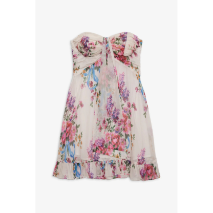 Chiara Bow Mini Dress - Ivory Floral