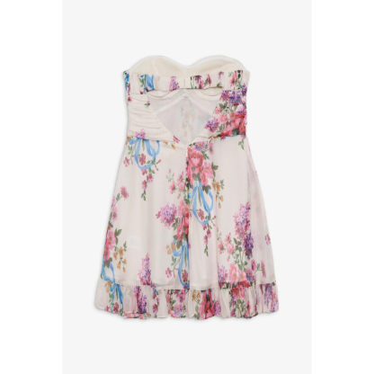 Chiara Bow Mini Dress - Ivory Floral