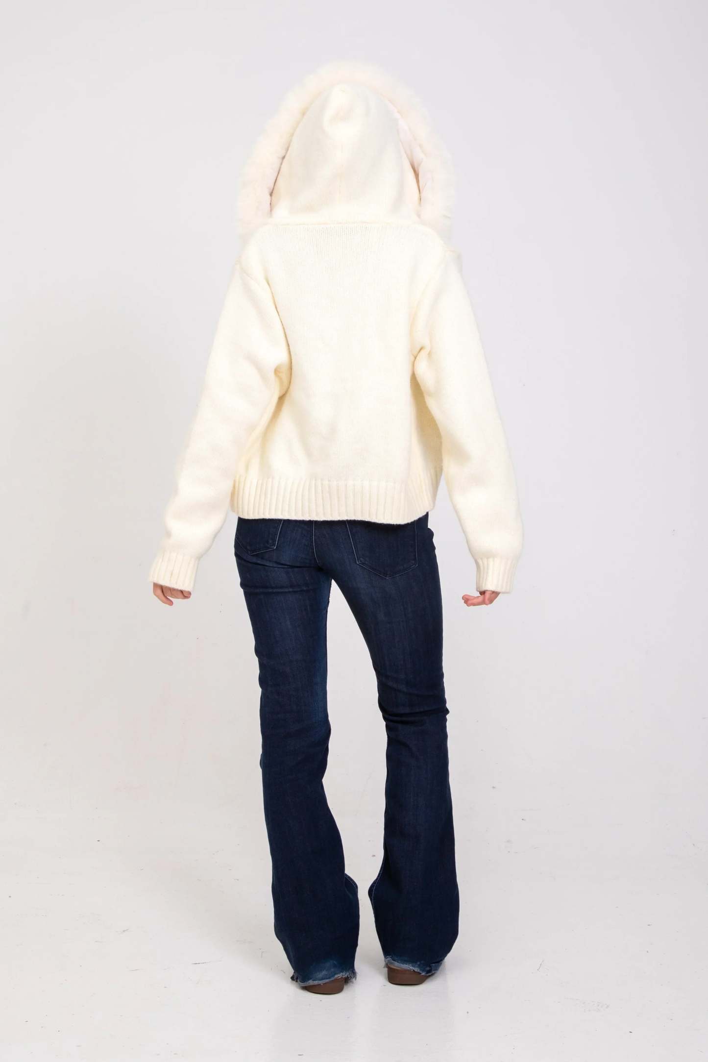 Chloe Faux Fur Hooded Cropped Jacket