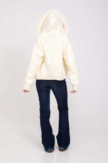 Chloe Faux Fur Hooded Cropped Jacket