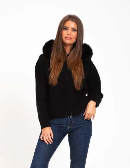 Chloe Faux Fur Hooded Cropped Jacket