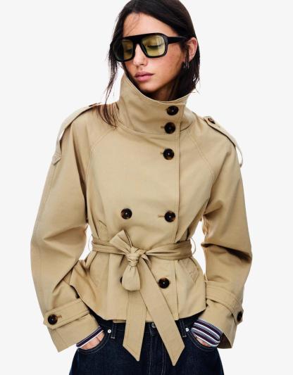Clara Double Breasted Cropped Trench Coat