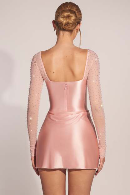 Clemmie Draped Mini Dress - Blush Pink