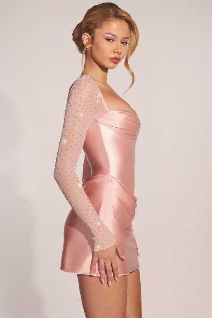 Clemmie Draped Mini Dress - Blush Pink