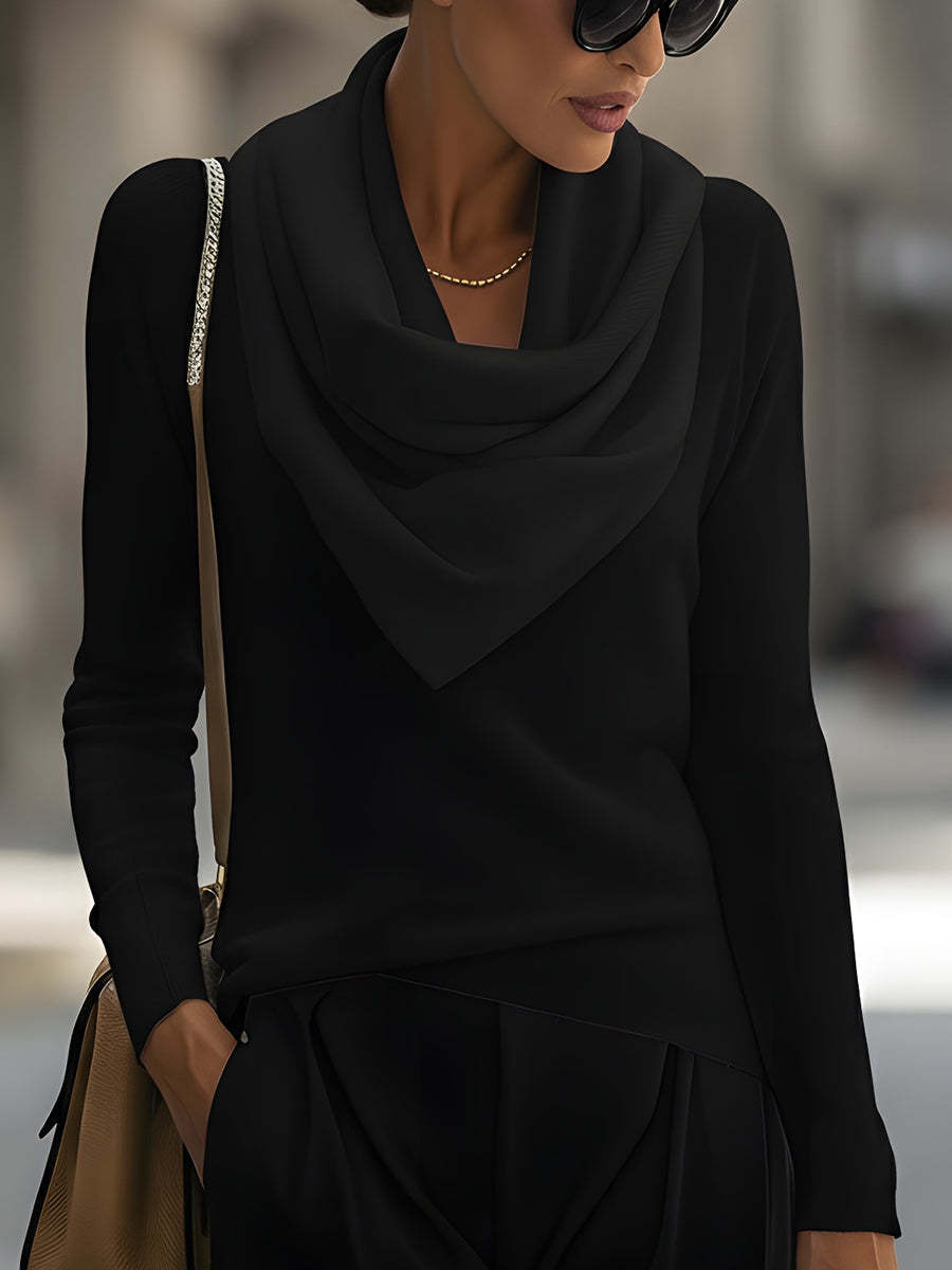 Clotilde Cowl Neck Sweater - Black