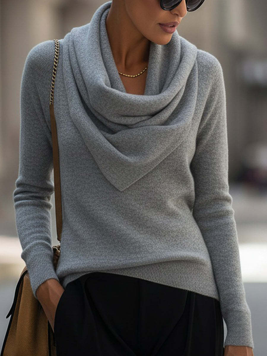 Clotilde Cowl Neck Sweater - Heather Grey