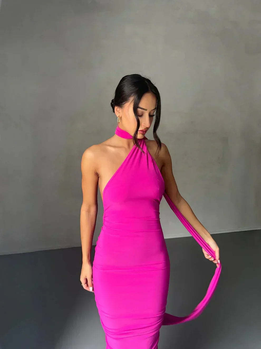 Consta One Shoulder Maxi Dress - Fuchsia