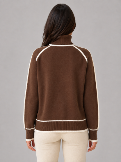 Constance Roll Neck Relaxed Sweater - Brown