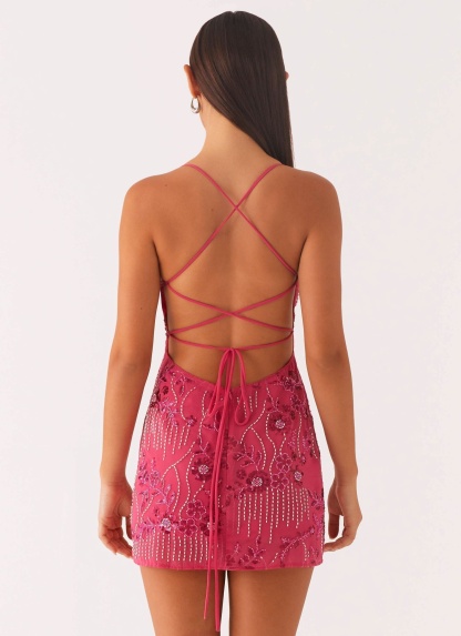 Women's Cocktail Sequin Sweetheart Mini Dress Open Back - product image 3