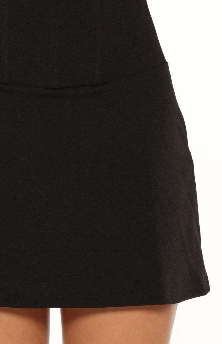 Dessa Corset Crepe Mini Dress - Black