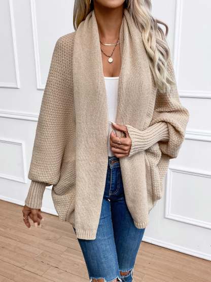 Devon Batwing Open Front Cardigan - Khaki