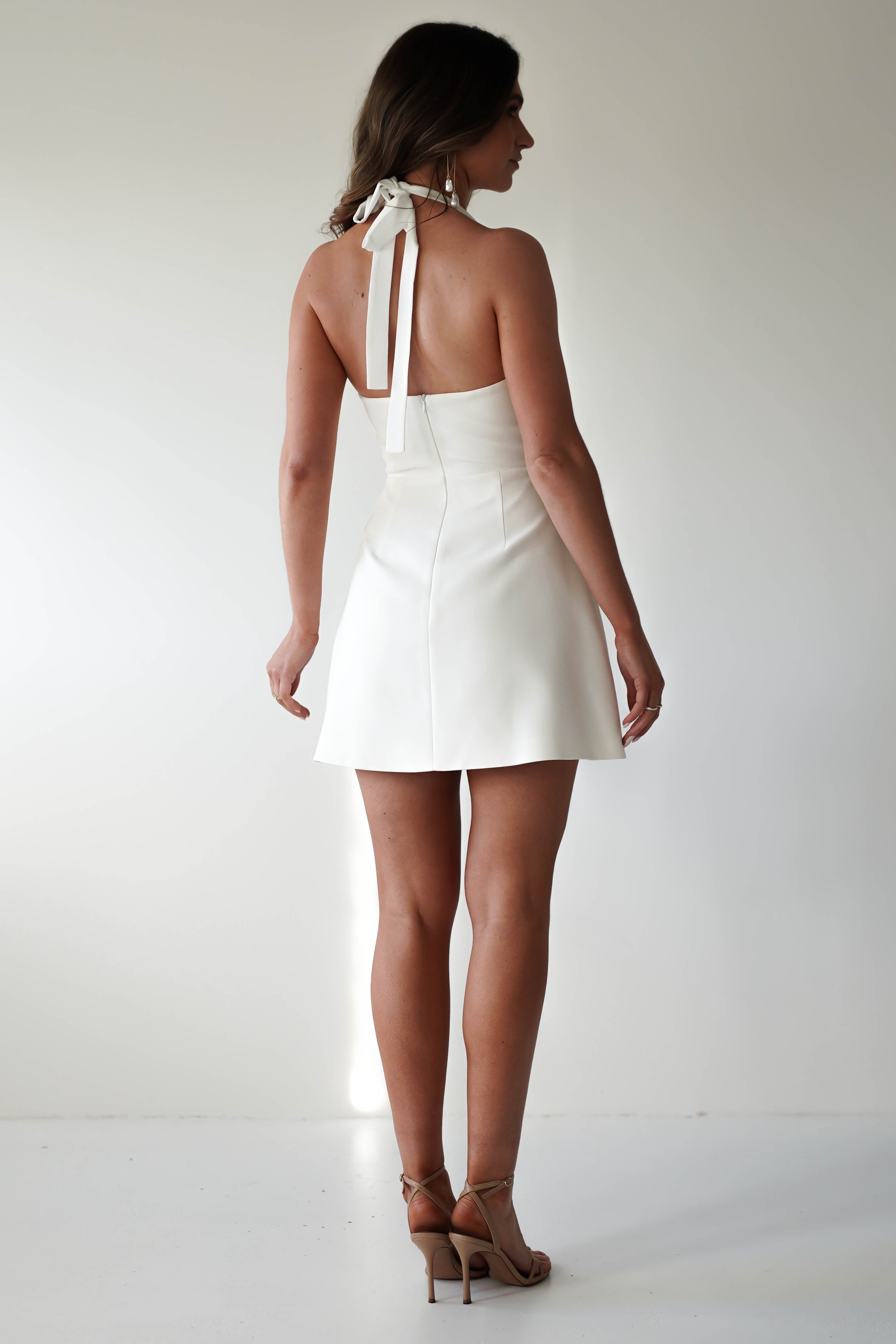 Diondra Halter Mini Dress - Ivory