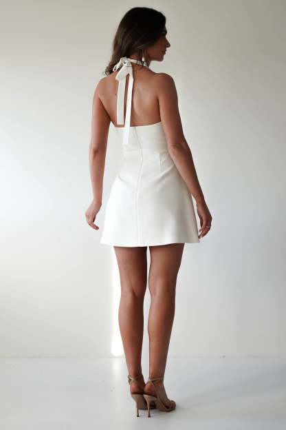 Diondra Halter Mini Dress - Ivory