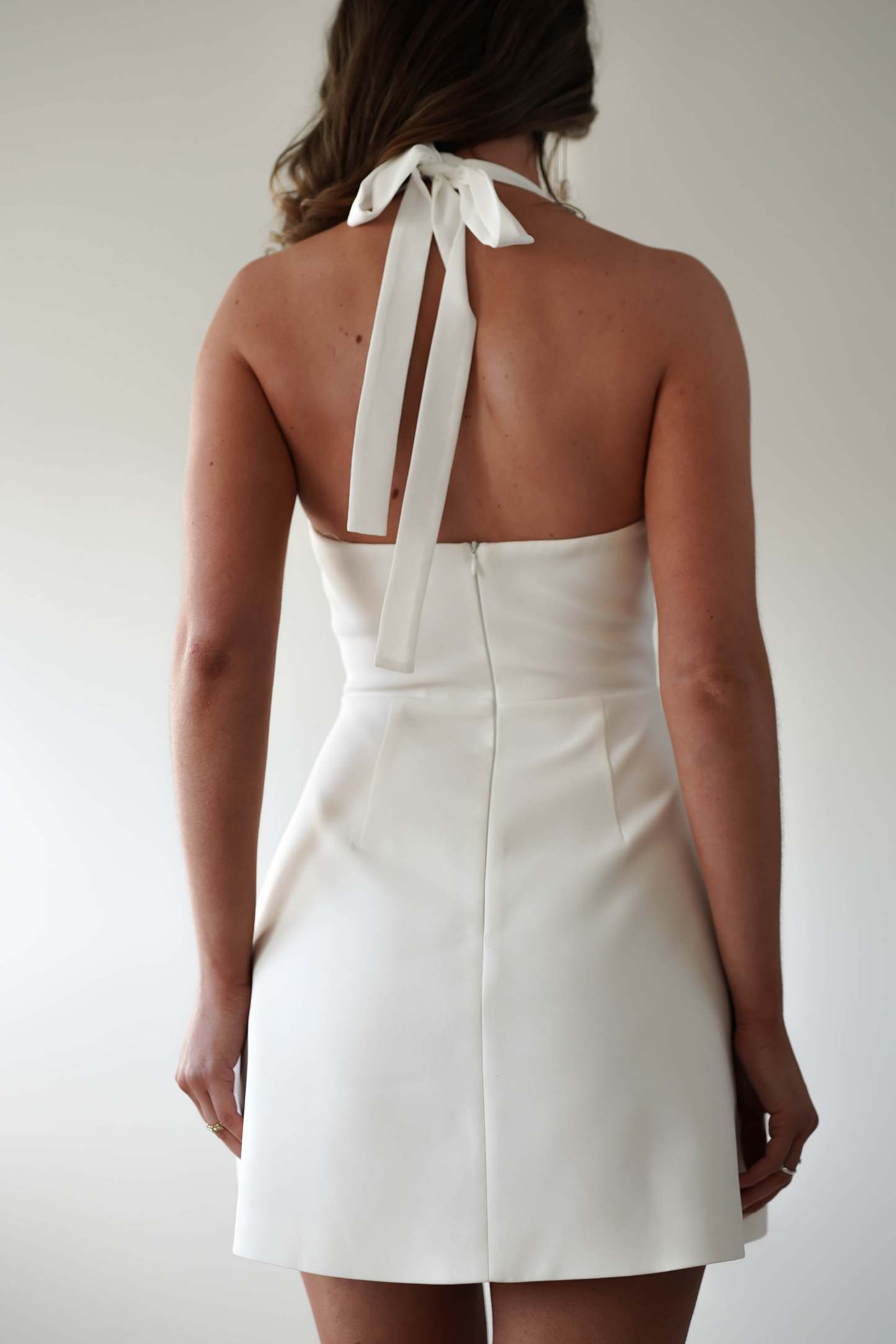 Diondra Halter Mini Dress - Ivory