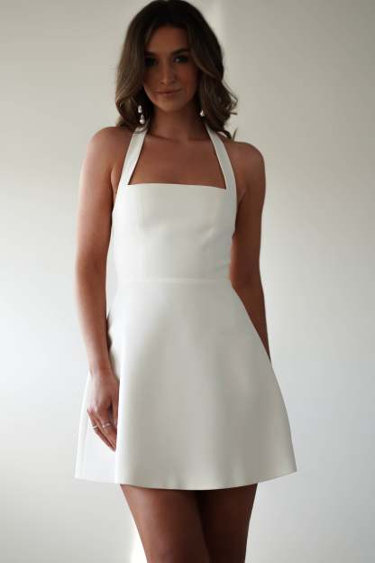 Diondra Halter Mini Dress - Ivory